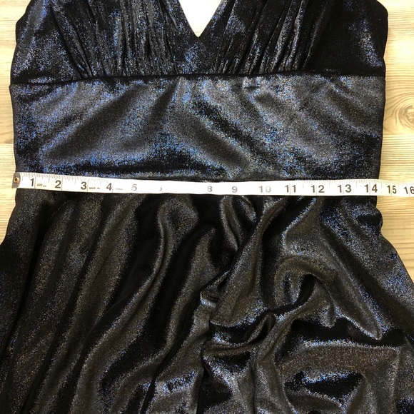 Christian Siriano Velvet V Neck Dress Navy Ruffle - Picture 8 of 10